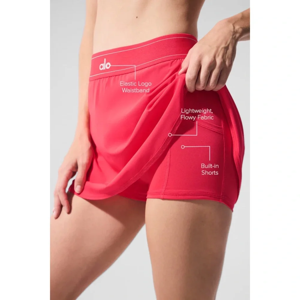 Alo Yoga Match Point Tennis Skirt Candy Red XS